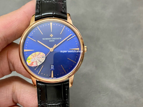 MKS Factory Vacheron Constantin Patrimony 85180/000R-B515 40mm Rose Gold Leather Strap Blue Dial