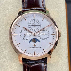 MX Factory Vacheron Constantin Patrimony 43175/000R-9687 41mm Rose Gold Leather Strap Silver Dial