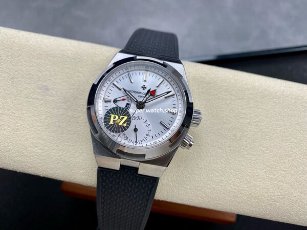 PZ Factory Vacheron Constantin Overseas Dual Time 7900V-110A-B333 41mm Steel Rubber Strap Silver Dial - Image 4