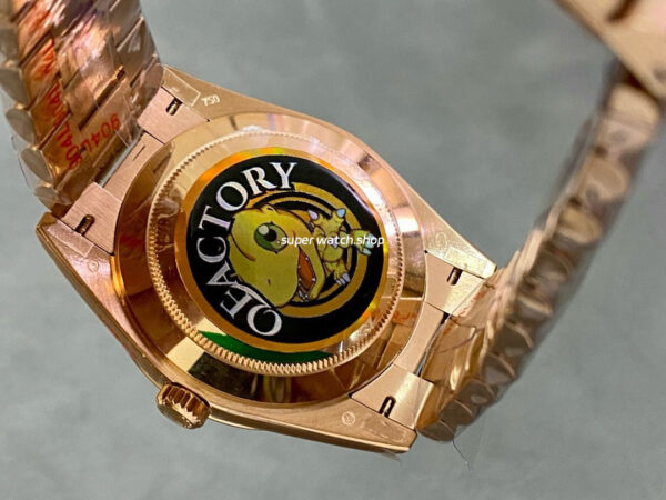 QF Factory Counterweight Rolex Day-Date 228235-0003 40mm Full Rose Gold Baguette Diamond Brown Dial - Image 7