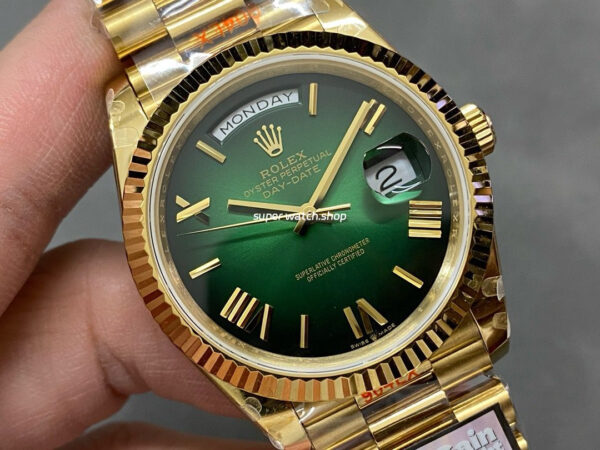QF Factory Counterweight Rolex Day-Date 228238-0061 40mm Full Yellow Gold Roman Number Dark Green Dial - Image 2
