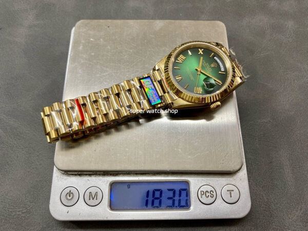 QF Factory Counterweight Rolex Day-Date 228238-0061 40mm Full Yellow Gold Roman Number Dark Green Dial - Image 9