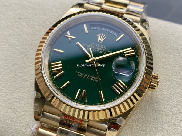 QF Factory Counterweight Rolex Day-Date 228239-0004 40mm Full White Gold Black Dial - Image 3
