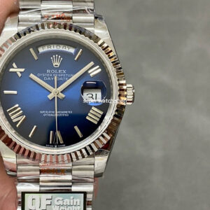 QF Factory Counterweight Rolex Day-Date 228239-0076 40mm Full White Gold Roman Numerals Dark Blue Dial
