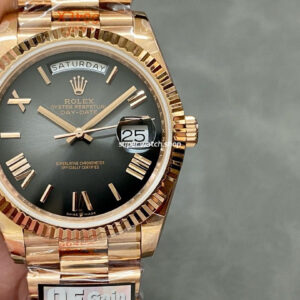 QF Factory Counterweight Rolex Day-Date 238235-0055 40mm Full Rose Gold Roman Number Black Dial