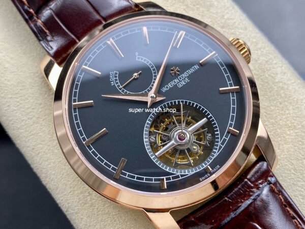 TUR Factory Vacheron Constantin Tourbillon Traditionnelle 89000/000R-B407 42mm Rose Gold Leather Strap Black Dial - Image 2
