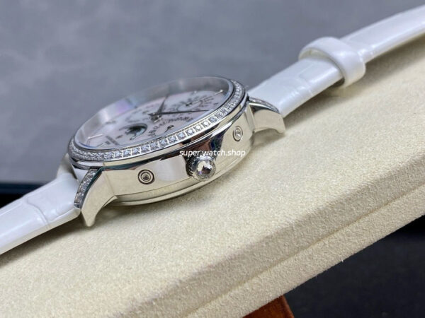 TW Factory Vacheron Constantin Traditionnelle Perpetual Calendar Ultra-Thin 4305T/000G-B948 Steel White Leather Strap Mother Of Pearl Dial - Image 6