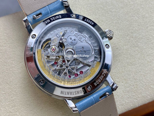 TW Factory Vacheron Constantin Traditionnelle Perpetual Calendar Ultra-Thin 4305T/000G-B948 Steel Blue Leather Strap Mother Of Pearl Dial - Image 7