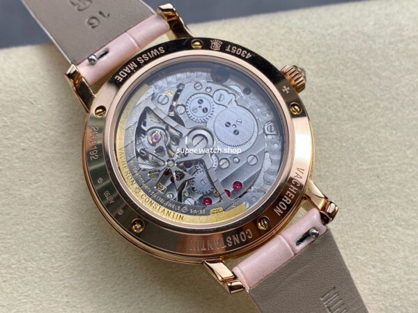 TW Factory Vacheron Constantin Traditionnelle Perpetual Calendar Ultra-Thin 4305T/000R-B947 Gold Pink Leather Strap Mother Of Pearl Dial - Image 7
