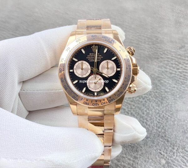 VS Factory Counterweight Rolex Daytona 126505-0001 40mm Full Rose Gold Black Dial