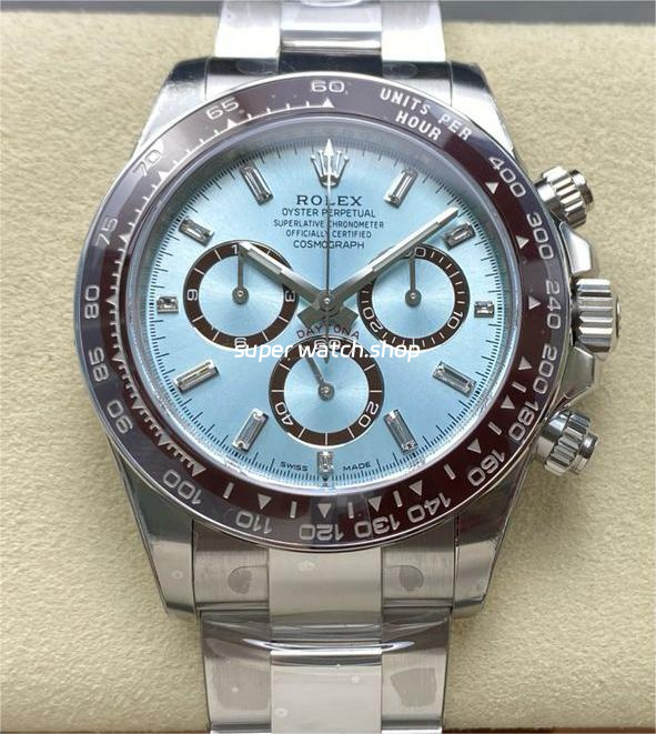 VS Factory Counterweight Rolex Daytona 126506-0002 40mm Full Platinum Ice Blue Diamond Baguette Dial