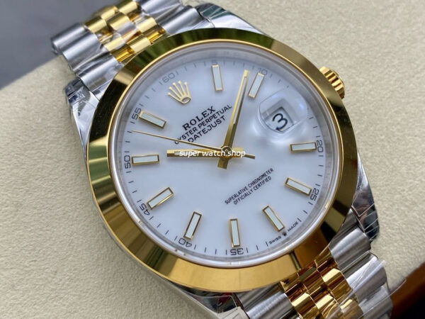 VS Factory Rolex Datejust 126303-0016 41mm Gold Smooth Bezel Half Yellow Gold White Dial Jubilee - Image 2