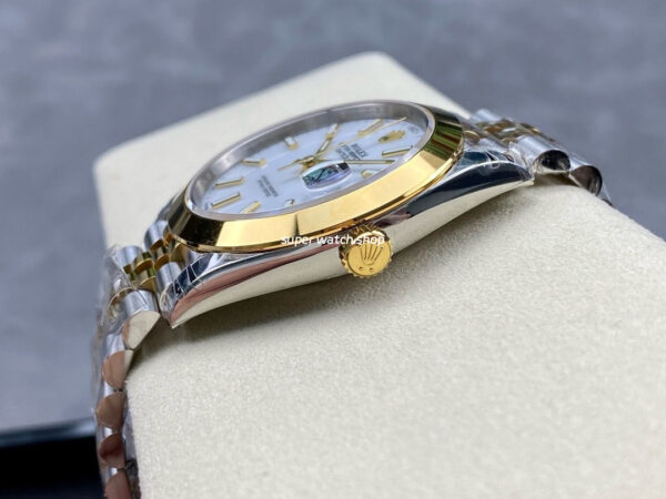 VS Factory Rolex Datejust 126303-0016 41mm Gold Smooth Bezel Half Yellow Gold White Dial Jubilee - Image 6