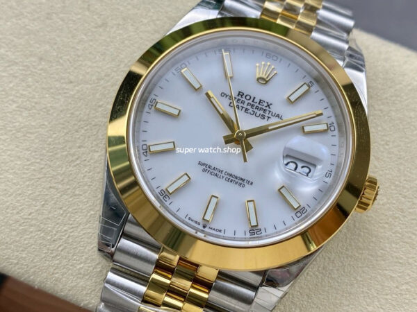VS Factory Rolex Datejust 126303-0016 41mm Gold Smooth Bezel Half Yellow Gold White Dial Jubilee - Image 3