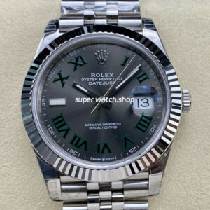 VS Factory Rolex Wimbledon Datejust 126334-0022 41mm Full 904L Roman Number Grey Dial Jubilee