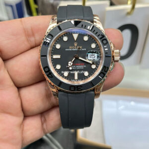 VS Factory Rolex Yacht-Master 126655 40mm Rose Gold Oysterflex Black Dial