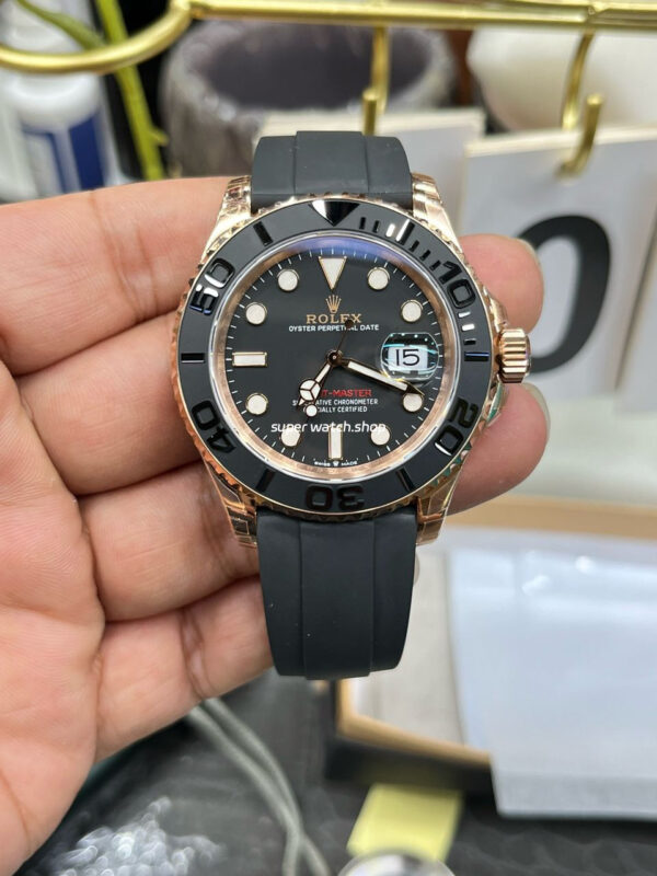 VS Factory Rolex Yacht-Master 126655 40mm Rose Gold Oysterflex Black Dial