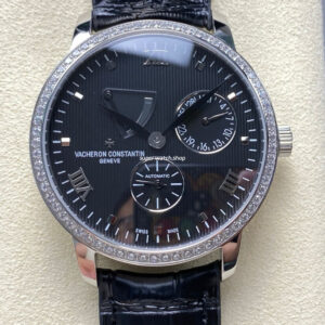 KM Factory Vacheron Constantin Patrimony 47200/000G-9019 White Gold Diamond Bezel Black Dial