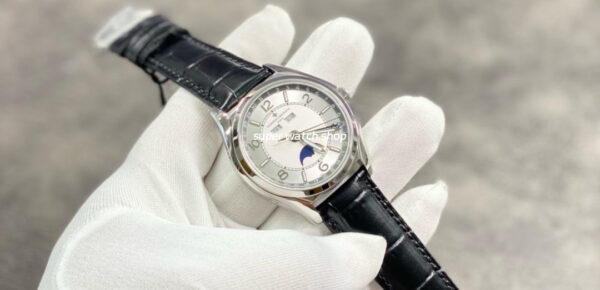 ZF Factory Vacheron Constantin Fiftysix 4000E/000A-B439 40mm Steel Leather Strap Arabic Numerals Silver Dial - Image 4