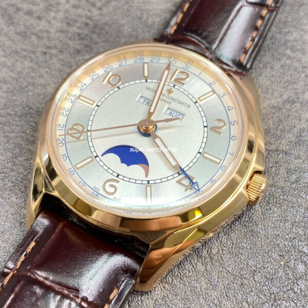 ZF Factory Vacheron Constantin Fiftysix 4000E/000R-B438 40mm Rose Gold Leather Strap Arabic Numerals Silver Dial - Image 3