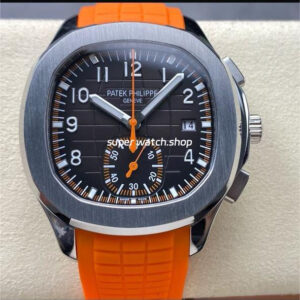 3K Factory Patek Philippe Aquanaut 5968A-001 42mm White Gold Orange Rubber Strap Arabic Numerals Black Dial