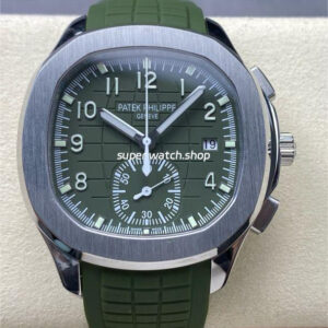 3K Factory Patek Philippe Aquanaut 5968g-010 42mm White Gold Green Rubber Strap Arabic Numerals Green Dial