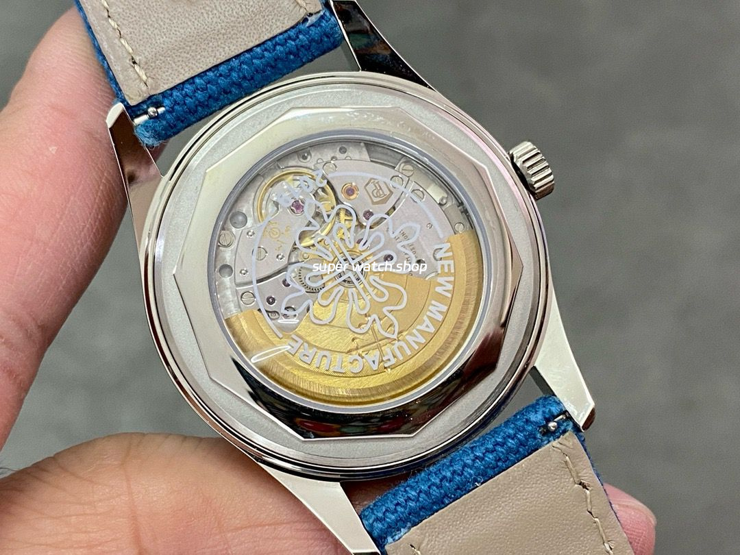 3K Factory Patek Philippe Calatrava 6007A-001 40mm Steel Leather Strap Arabic Numerals Blue Dial - Image 7