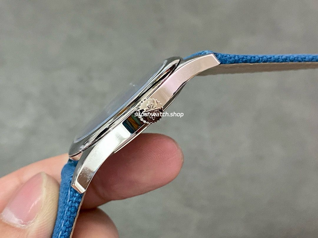 3K Factory Patek Philippe Calatrava 6007A-001 40mm Steel Leather Strap Arabic Numerals Blue Dial - Image 6