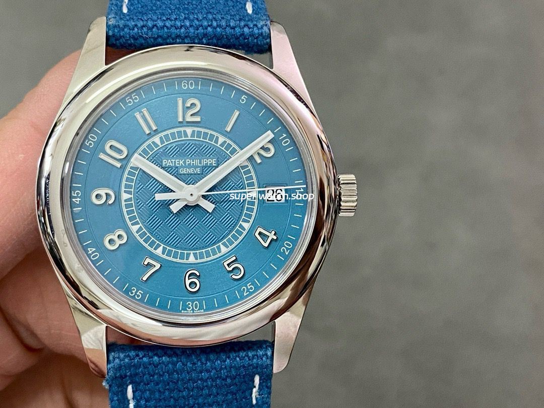 3K Factory Patek Philippe Calatrava 6007A-001 40mm Steel Leather Strap Arabic Numerals Blue Dial