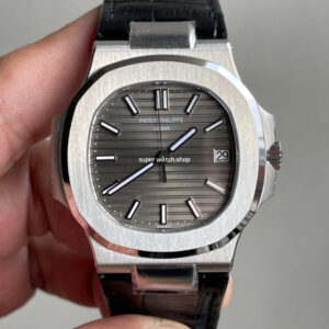 3K Factory Patek Philippe Nautilus 40mm 5711G-001 White Gold Leather Dark Gray Dial