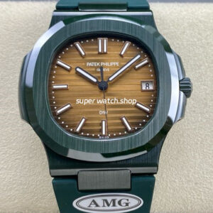 AMG Factory Customer Made Patek Philippe Nautilus PP5711 40mm Ceramics Dark Green Rubber Strap Brown Dial