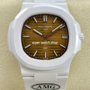 AMG Factory Customer Made Patek Philippe Nautilus PP5711 40mm Ceramics White Rubber Strap Brown Dial