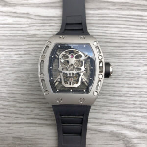JB Factory Richard Mille Skull 44.3mm Titanium Black Rubber Strap Skeletonized Black Dial