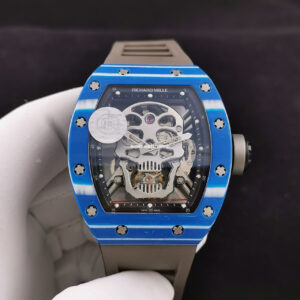 JB Factory Richard Mille Skull 44.3mm Titanium ， Black Rubber Strap Skeletonized Black Dial