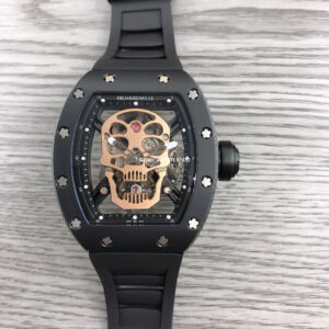 JB Factory Richard Mille Skull 44.3mm，Titanium Black Rubber Strap Skeletonized Black Dial