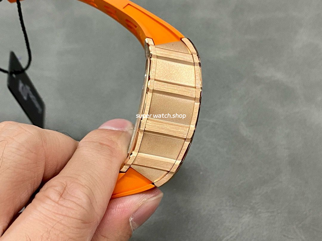 KU Factory Richard Mille RM11-03 44.5mm Rose Gold Orange Rubber Strap Skeletonized Dial - Image 5