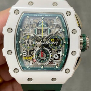 KV Factory Richard Mille RM011-03 CA ATZ 44.5mm Ceramic Green Rubber Strap Skeletonized Green Dial