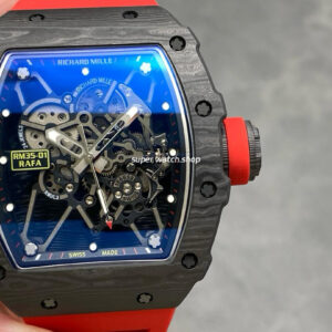 NEW Factory Richard Mille RM35-01 Rafael Nadal 43mm Carbon Fiber Rubber Strap Skeletonized Dial