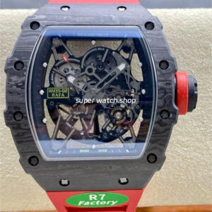 R7 Factory Richard Mille RM35-02 44.5mm Carbon Fiber Red Rubber Strap Skeletonized Dial