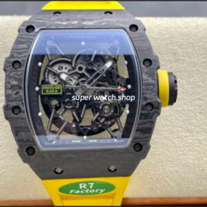 R7 Factory Richard Mille RM35-02 44.5mm Carbon Fiber Yellow Rubber Strap Skeletonized Dial