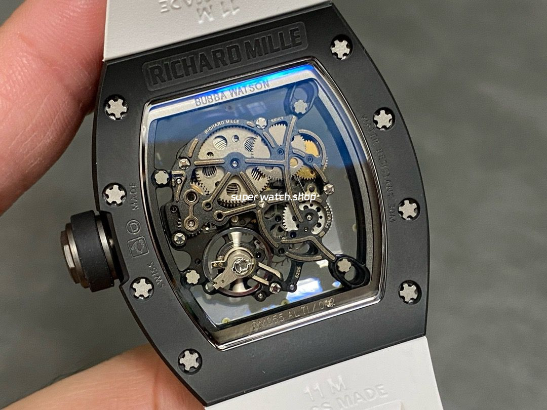 RM Factory Richard Mille RM 055 43mm Black Ceramic White Rubber Strap Skeletonized White Dial - Image 7