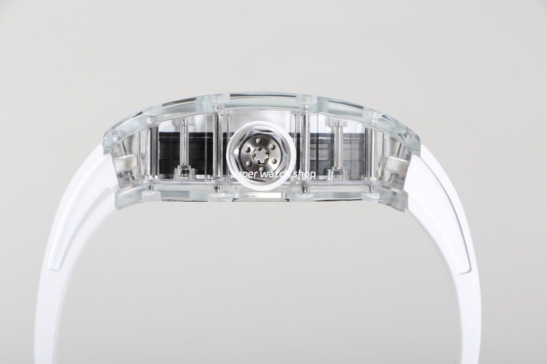 RM Factory Richard Mille RM 055 43mm Transparent Crystal White Rubber Strap Skeletonized White Dial - Image 6