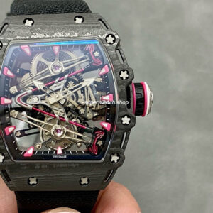 RM Factory Richard Mille RM 38-02 43mm Carbon Fiber Black Textile Strap Skeletonized Dial