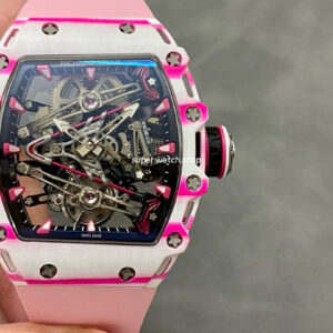 RM Factory Richard Mille RM 38-02 43mm Carbon Fiber Pink Rubber Strap Skeletonized Dial
