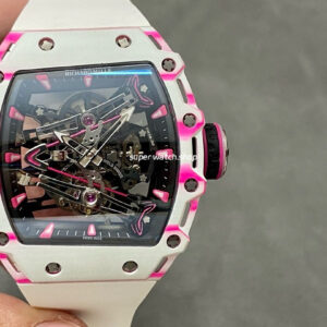 RM Factory Richard Mille RM 38-02 43mm Carbon Fiber White Rubber Strap Skeletonized Dial