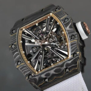 RM Factory Richard Mille RM12-01 39mm Carbon Fiber White Canvas Strap Skeletonized Rose Gold Dial
