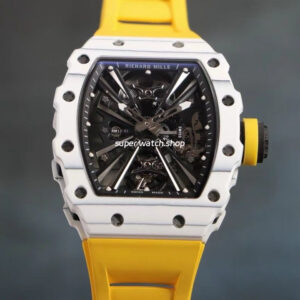 RM Factory Richard Mille RM12-01 39mm Carbon Fiber Yellow Rubber Strap Skeletonized Black Dial