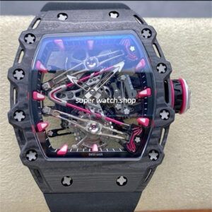 RM Factory Tourbillon Richard Mille RM38-02 Manual Winding 43mm Carbon Fiber Rubber Strap Skeletonized Dial