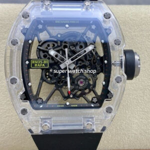 Sonic Factory Richard Mille Crystal Clear RM 035-01 43mm Crystal Black Rubber Strap Skeletonized Dial