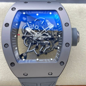 ZF Factory Richard Mille RM 055 42.7mm Full Grey Ceramic Rubber Strap Skeletonized Grey Dial